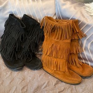 2 pair of Minnetonka Fringe Boots